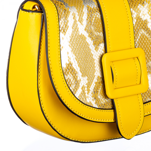 Γυναικεία τσάντα Glam Κίτρινη οικολογικό δέρμα, 3 - Kalapod.gr